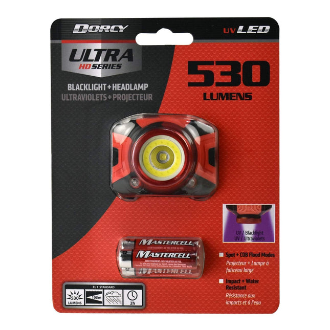 Dorcy Ultra HD 530 Lumen Headlamp, Black,Red, 1.6 x 1.8 x 2.3