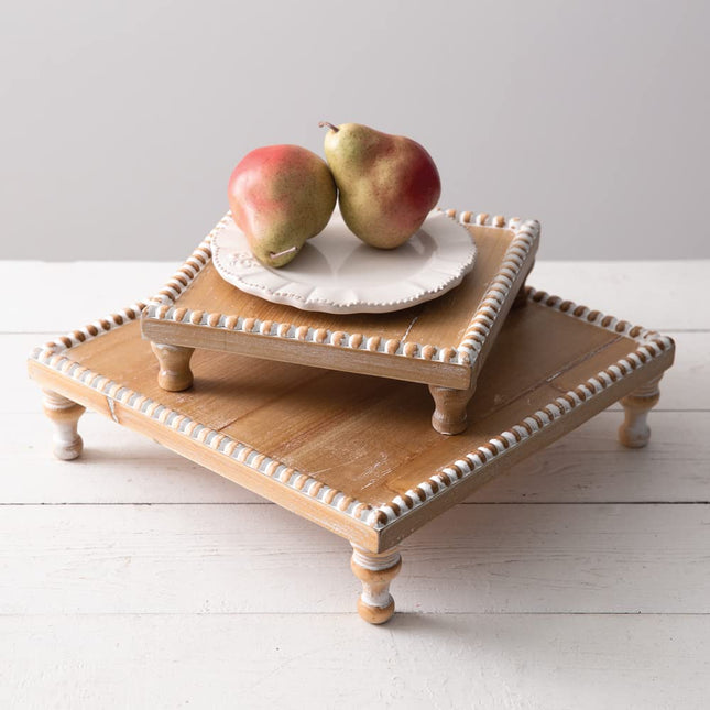 Colonial Tin Works 770555 Beaded Wood Risers, 14-inch Square, Set of 2