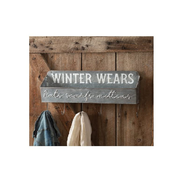 Colonial Tin Works Winter Wears Shelf Organizer with Six Hooks