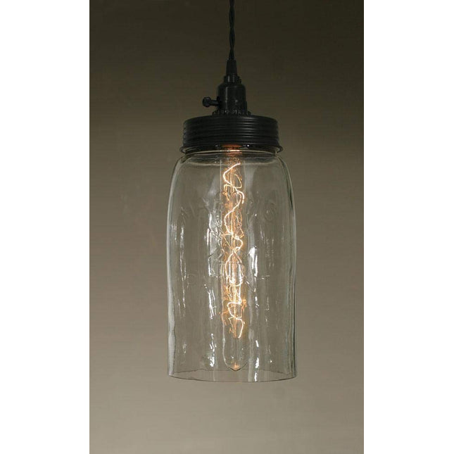 Big Mason Jar Pendant Lamp with Clear Glass