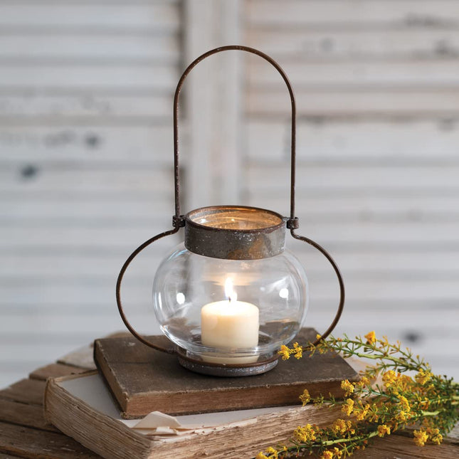 CTW Home Collection Portsmouth Decorative Candle Lantern, Metal and Glass, 10-inch Height, Tabletop or Hanging Decoration