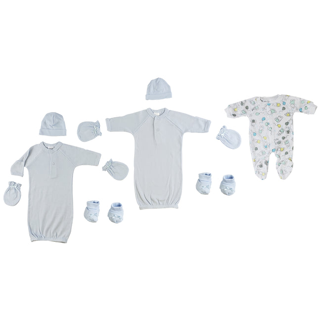 Preemie Boys Gowns, Sleep-n-Play, Caps, Mittens and Booties - 8 pc Set CS_0069