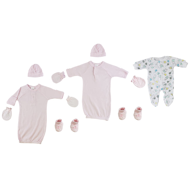Preemie Girls Gowns, Sleep-n-Play, Caps, Mittens and Booties - 8 pc Set CS_0070