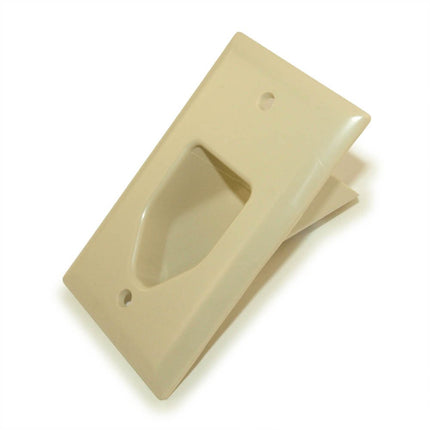 DataComm Electronics 45-0001-IV 1-Gang Recessed Low Voltage Cable Plate - Ivory
