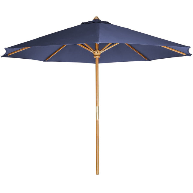 All Things Cedar TU90-B Teak Market Table Umbrella with Canopy, Blue