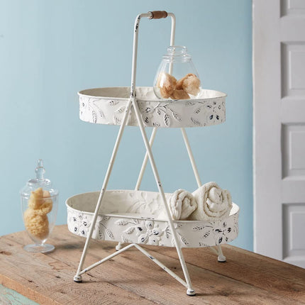 CTW Home Collection 530551 Flower Embossed Two-Tier Tray, 28-inch Height