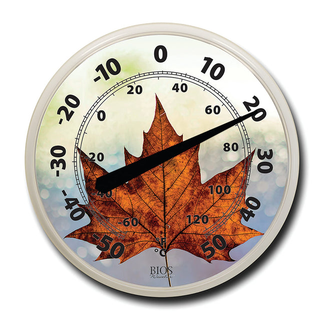 BIOS Weather 524BC 12-Inch Indoor/Outdoor Dial Thermometer (Maple Leaf)