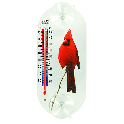 BIOS Indoor/Outdoor Suction Cup Thermometer, Cardinal
