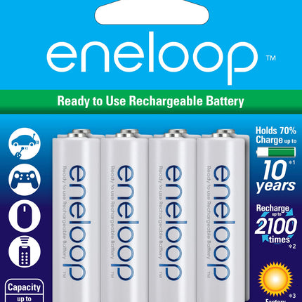 Panasonic BK-3MCCA8BA eneloop AA 2100 Cycle Ni-MH Pre-Charged Rechargeable Batteries, 8-Battery Pack