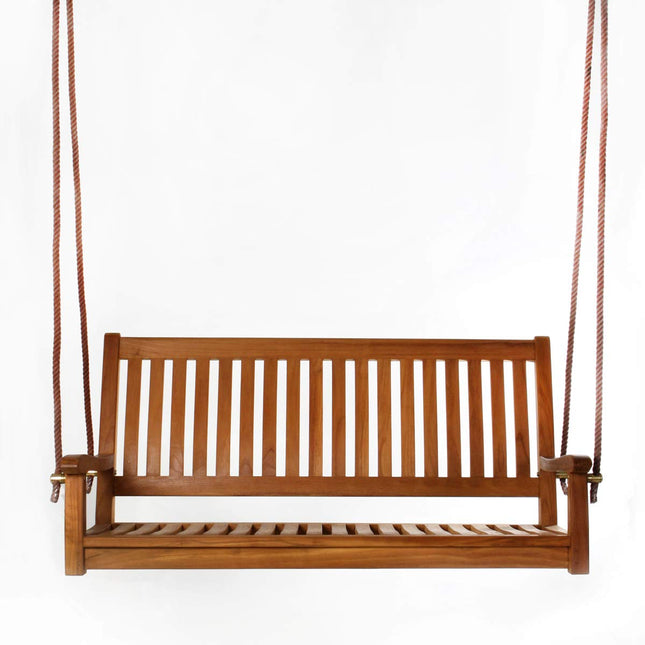 All Things Cedar TS50-W Teak Porch Swing with Cushions, White