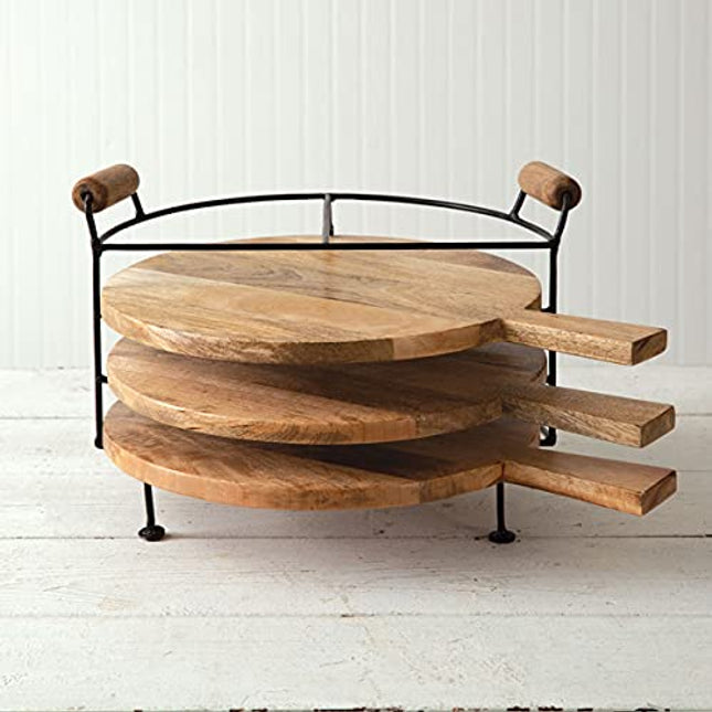 CTW Home Collection 510381 Set Of Three Cutting Boards with Metal Stand