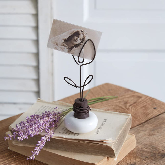 CTW Home Collection Vintage Doorknob Photo Holder, 6-inch Height, Wire Tulip, Home, Home Décor
