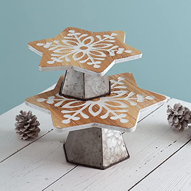 Set of Two Snowflake Dessert Stands