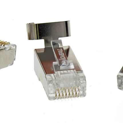 IDEAL INDUSTRIES INC. 85-369 Shielded Feed-Thru Modular Plug Connector, Cable Connector for CAT6A/6/5e Shielded Cables, (50 Connectors, Jar)