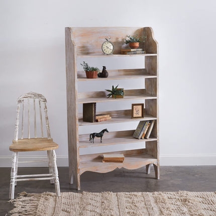 CTW Home Collection Distressed Six-Shelf Bookcase, 63-inch Height, Mango Hardwood, Home, Home Décor