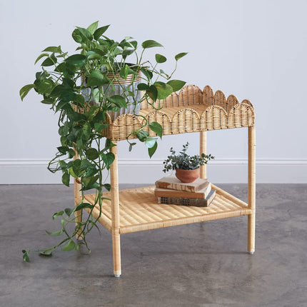 CTW Home Collection Scalloped Wicker Side Table, 25.5-inch Height, Home, Home Décor