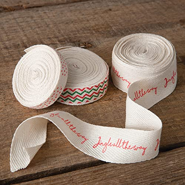 CTW Collection 780311 Set of Three Fabric Festive Christmas Ribbon Rolls