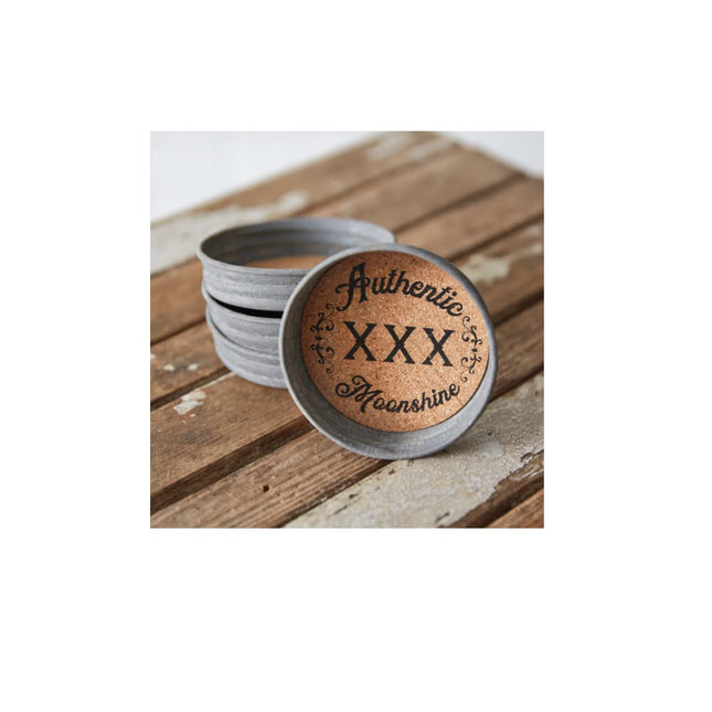CTW Home Collection 370708 Authentic Moonshine Mason Jar Lid Coaster, 3.75-inch Diameter