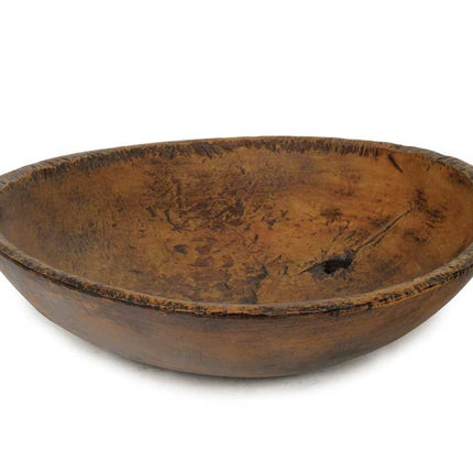 Colonial Tin Works Primitive Large Farmhouse Bowl with Hole, Brown