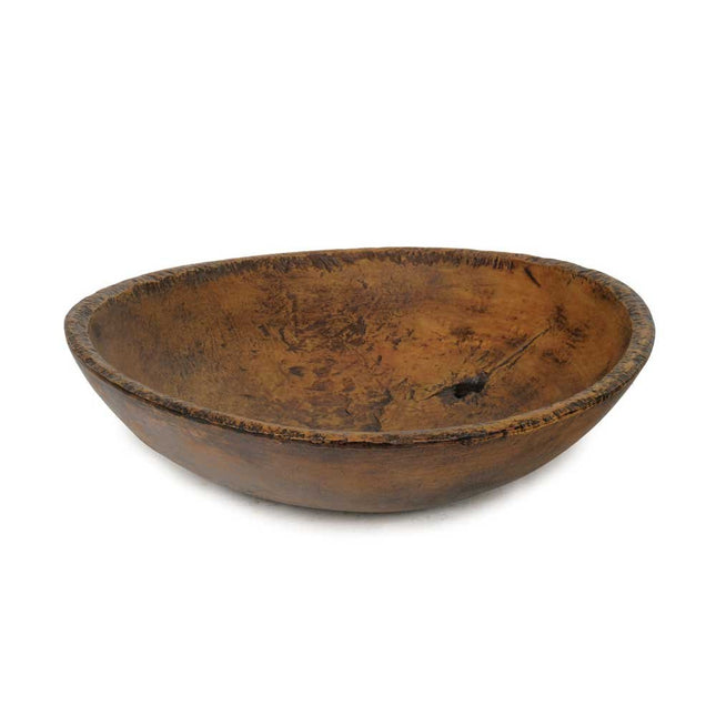 Colonial Tin Works Primitive Large Farmhouse Bowl with Hole, Brown