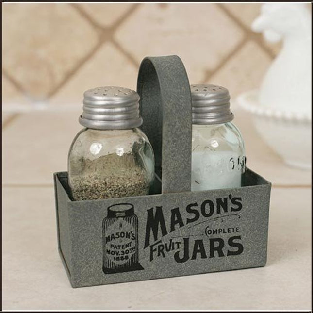 Colonial Tin Works Mason Jar Box Salt and Pepper Caddy -2Pack