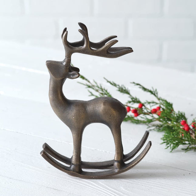 Colonial Tin Works Tabletop Rocking Reindeer, 7.75-inch Height