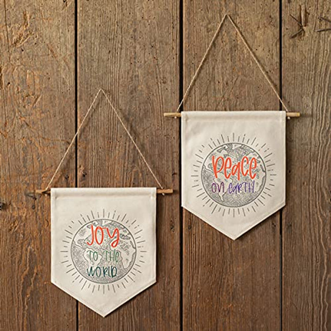 CTW Collection 510447 Set of Two Peace and Joy Fabric Wall Hangings