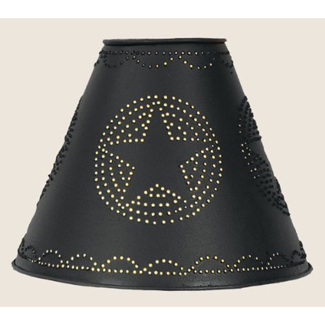 Punched Star Tin Clamp On Lamp Shade in Black
