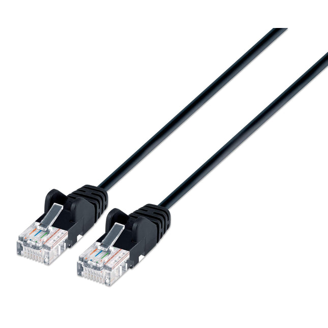 Intellinet Slim Cat6 Ethernet Network Patch Cable - 10G Internet Cord with Snagless Boot,RJ45 Male to RJ45 Male, Pure Bare Copper Wire, Gold-Plated Contacts, 30AWG-Lifetime Mfg Warranty, 1.5 ft Black
