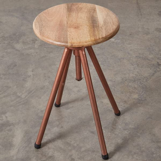 Colonial Tin Works 510502 Copper Finish and Wood Stool, 21-inch Height