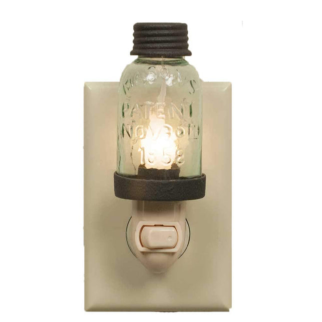 Mini Mason Jar Night Light in Rustic Brown Metal Color