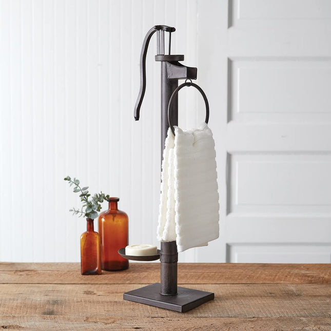 CTW Home Collection Water Pump Soap and Towel Holder, 24.25-inch Height