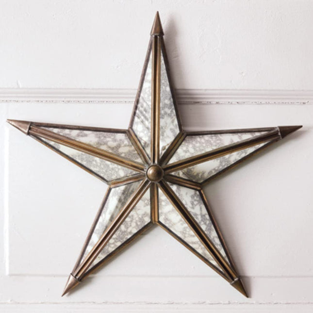 Retro Mercury Glass Star Christmas Wall Decor