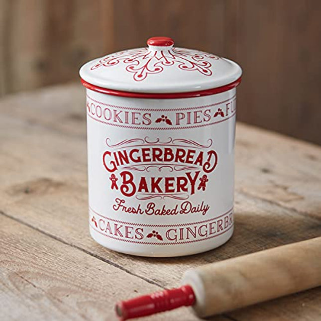 Gingerbread Bakery Enameled Christmas Container