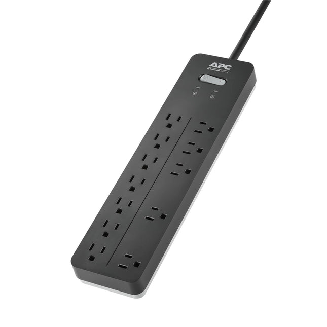APC Surge Protector Power Strip, PH12, 2160 Joules, Flat Plug, 12 Outlet Power Cord Strip Black