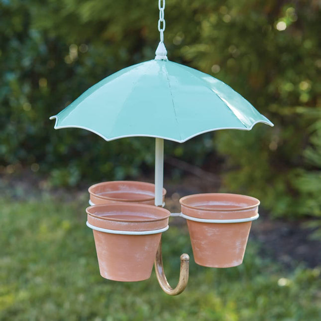 Colonial Tin Works 770566 Hanging Umbrella Three Pot Planter, 16-inch Height