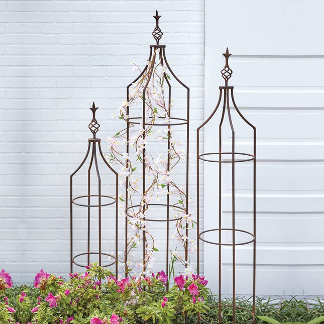 CTW Home Collection Rustic Garden Topiaries, Set of 3, 72-inch Height, Outdoor Decor, Garden Accents