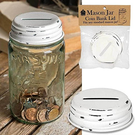 Mason Jar Coin Bank Lid - White