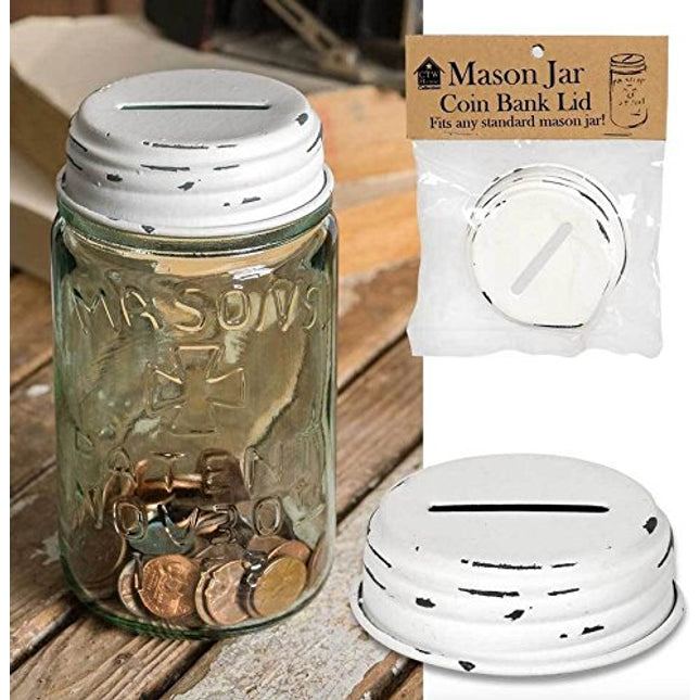 Mason Jar Coin Bank Lid - White