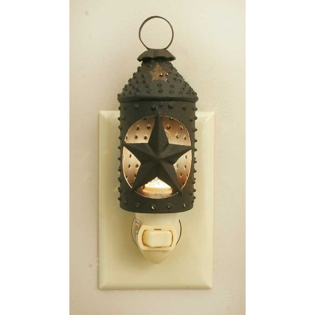 Punched Star Paul Revere Night Light - Rustic Brown