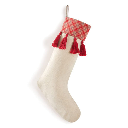 Colonial Tin Works Plaid and Tassels Stocking, 18-inch Height