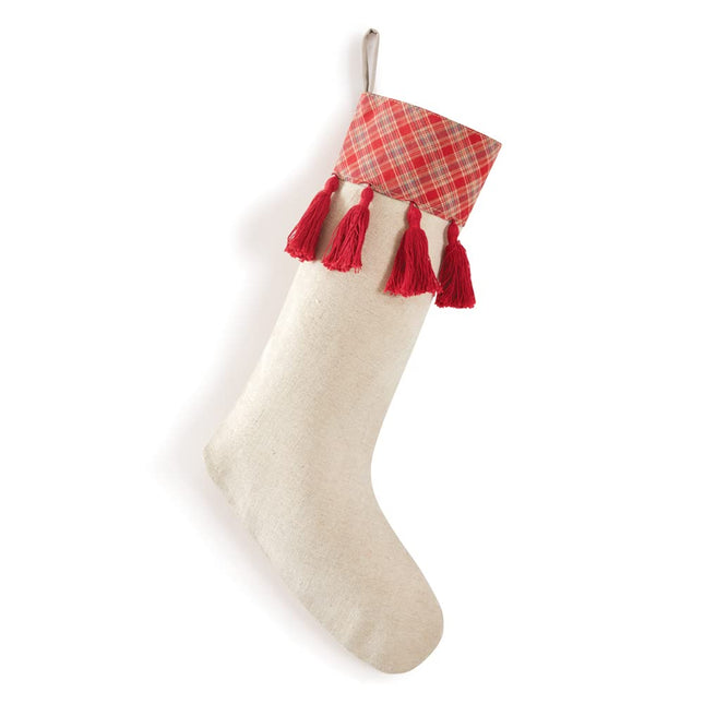 Colonial Tin Works Plaid and Tassels Stocking, 18-inch Height