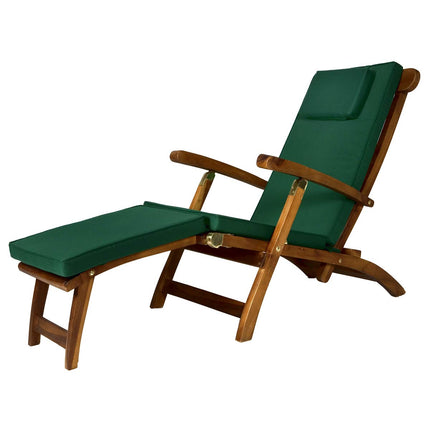 All Things Cedar TF53-G Teak Steamer Chair with Cushion, Green