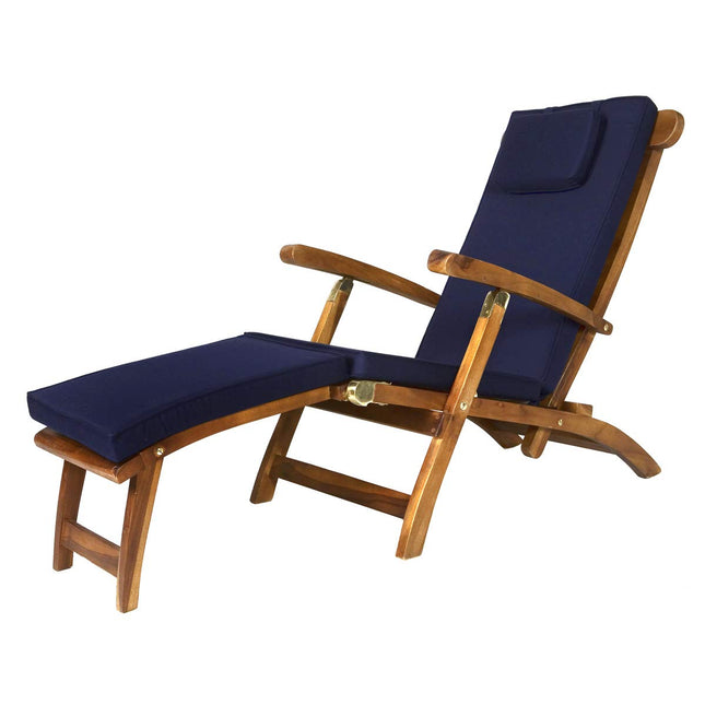 All Things Cedar TF53-W Teak Steamer Chair with Cushion, White