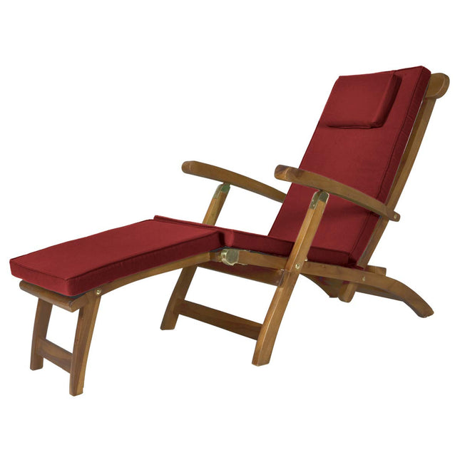 All Things Cedar TF53-G Teak Steamer Chair with Cushion, Red