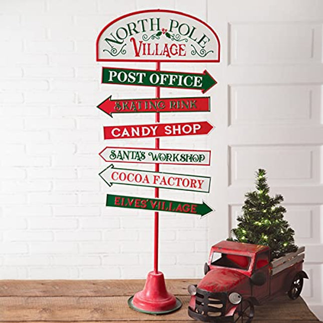 North Pole Village Directional Sign Stand