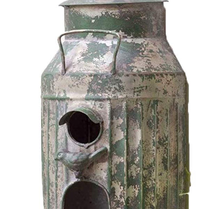 Rustic Metal Wall Mount Milk Can Birdhouse