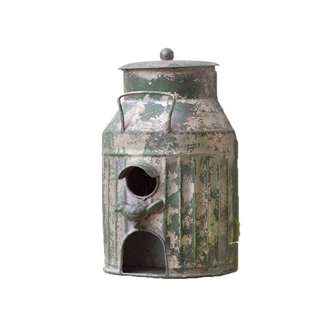 Rustic Metal Wall Mount Milk Can Birdhouse