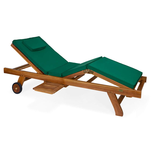 All Things Cedar TL78-G Teak Chaise Lounge Chair with Cushion, Green