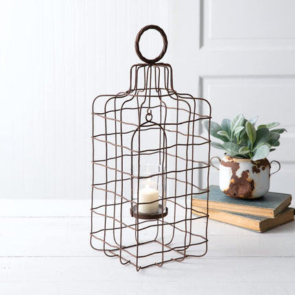 CTW Home Collection Copeland Caged Decorative Candle Lantern, 10-inch Height, Tabletop or Hanging Decoration